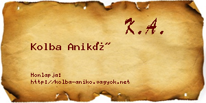 Kolba Anikó névjegykártya